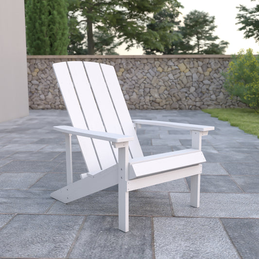 Charlestown Commercial All-Weather Poly Resin Wood Adirondack Chair in White White
