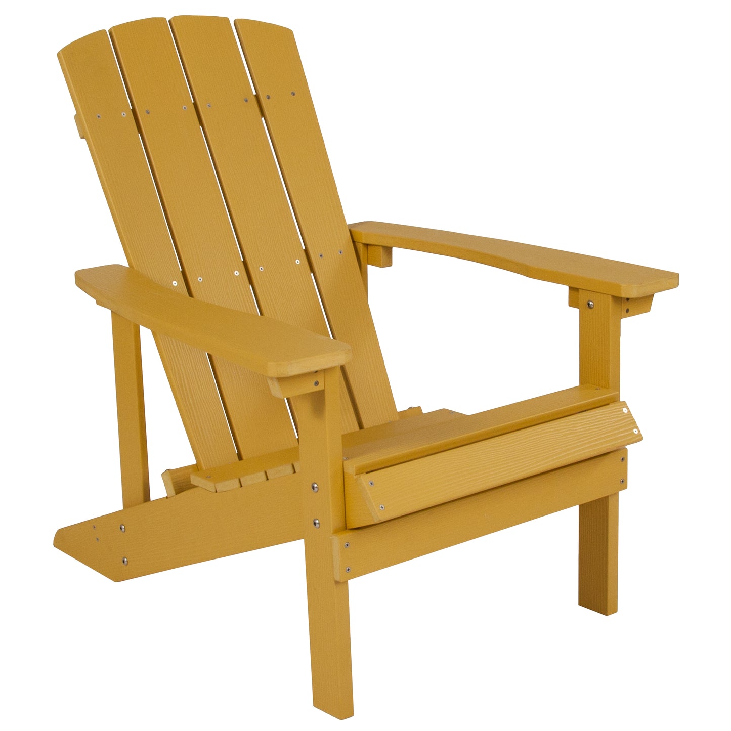 Charlestown Commercial All-Weather Poly Resin Wood Adirondack Chair in Yellow Yellow