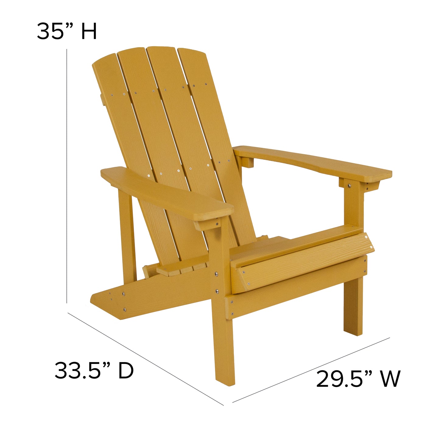 Charlestown Commercial All-Weather Poly Resin Wood Adirondack Chair in Yellow Yellow