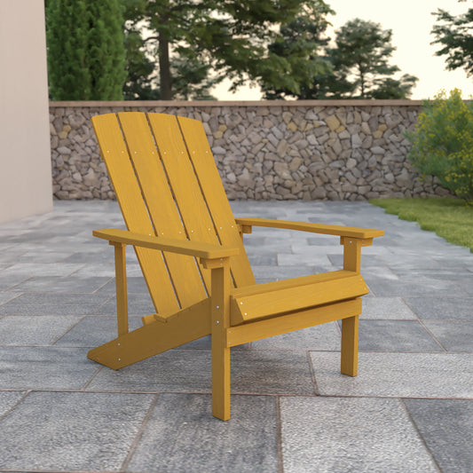 Charlestown Commercial All-Weather Poly Resin Wood Adirondack Chair in Yellow Yellow
