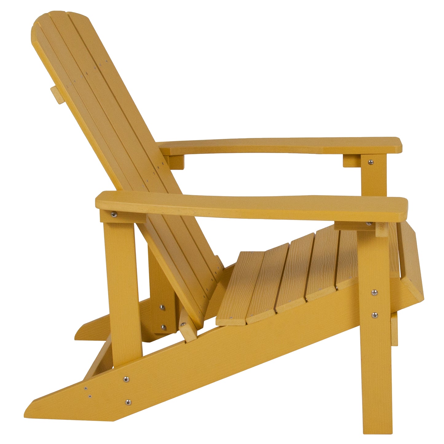 Charlestown Commercial All-Weather Poly Resin Wood Adirondack Chair in Yellow Yellow