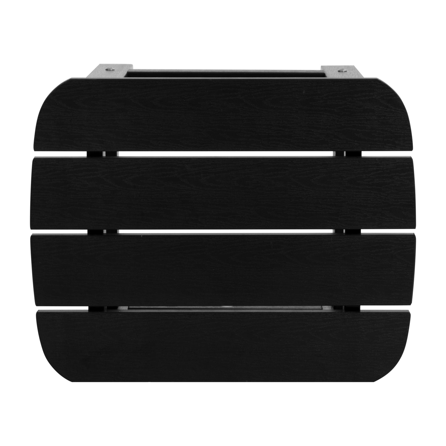 2 Pack Charlestown Commercial All-Weather Poly Resin Folding Adirondack Chairs with Side Table in Black Black JJ-C14505-2-T14001-BLK-GG