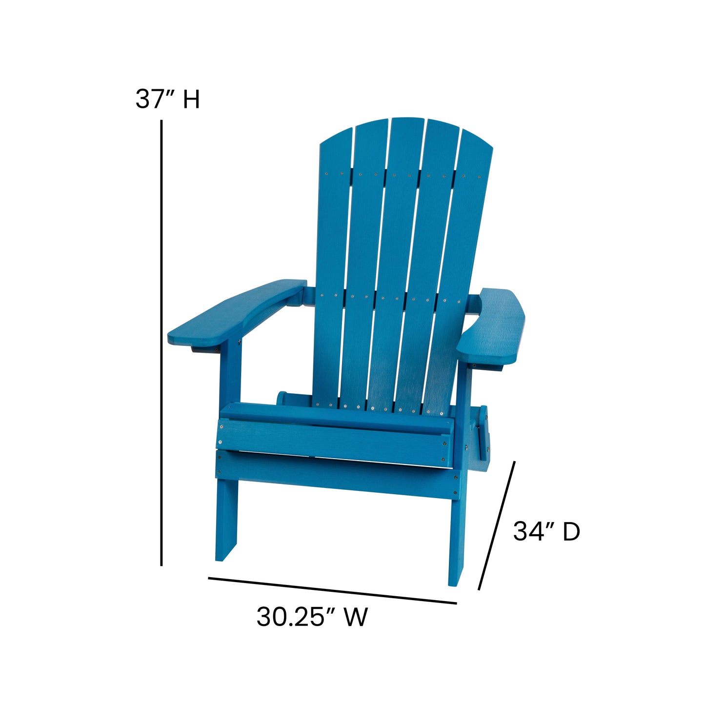 2 Pack Charlestown Commercial All-Weather Poly Resin Folding Adirondack Chairs with Side Table in Blue Blue JJ-C14505-2-T14001-BLU-GG