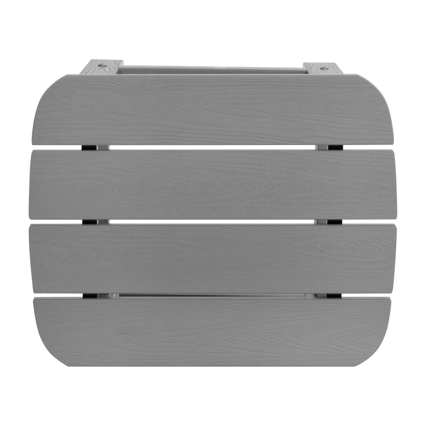 2 Pack Charlestown Commercial All-Weather Poly Resin Folding Adirondack Chairs with Side Table in Gray Gray JJ-C14505-2-T14001-GY-GG