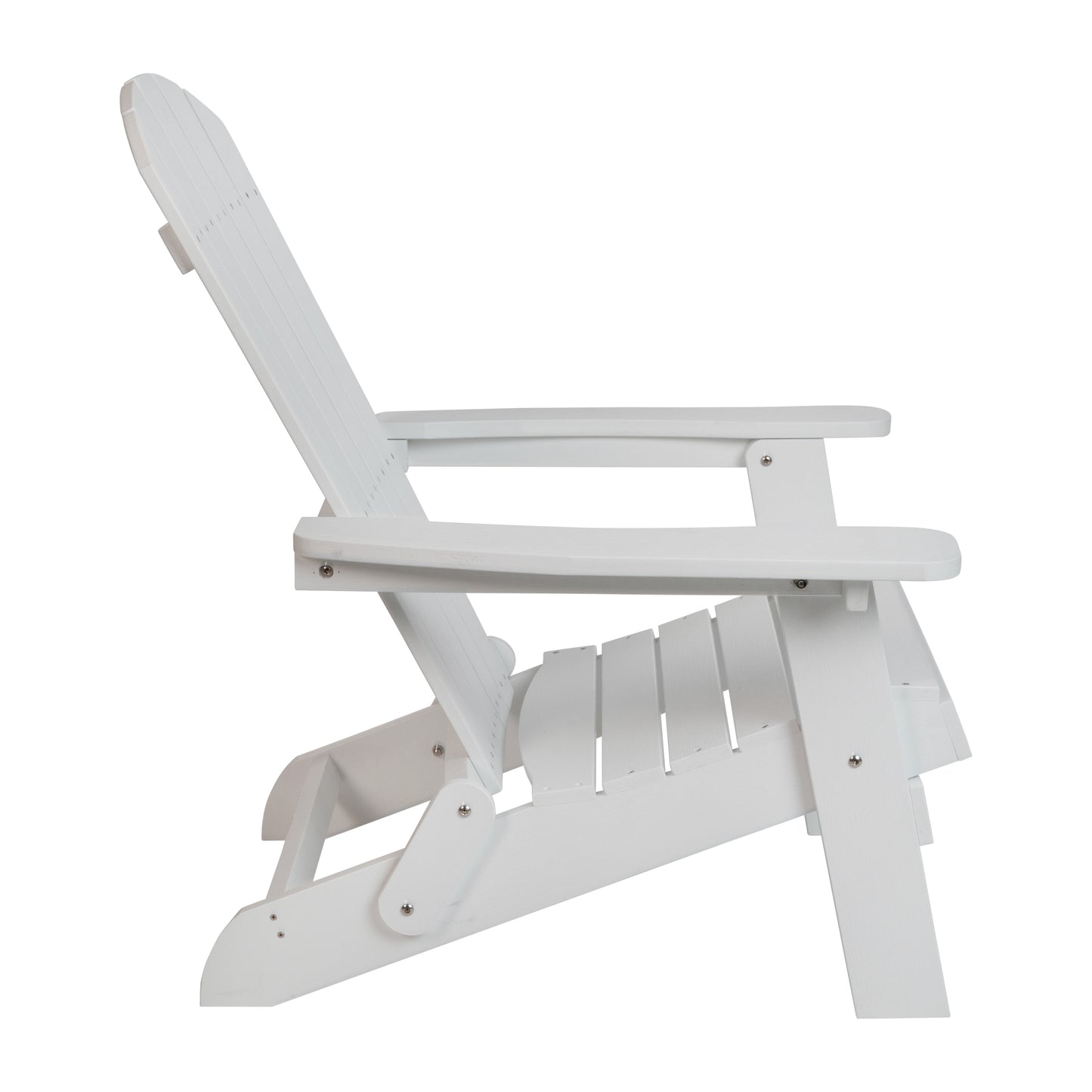 2 Pack Charlestown Commercial All-Weather Poly Resin Folding Adirondack Chair with Side Table White JJ-C14505-2-T14001-WH-GG