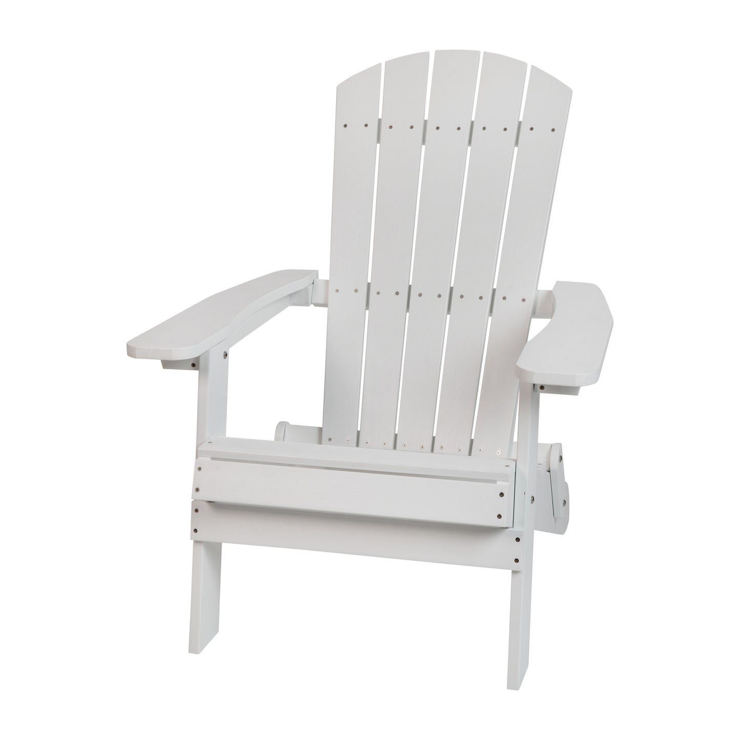 2 Pack Charlestown Commercial All-Weather Poly Resin Folding Adirondack Chair with Side Table White JJ-C14505-2-T14001-WH-GG