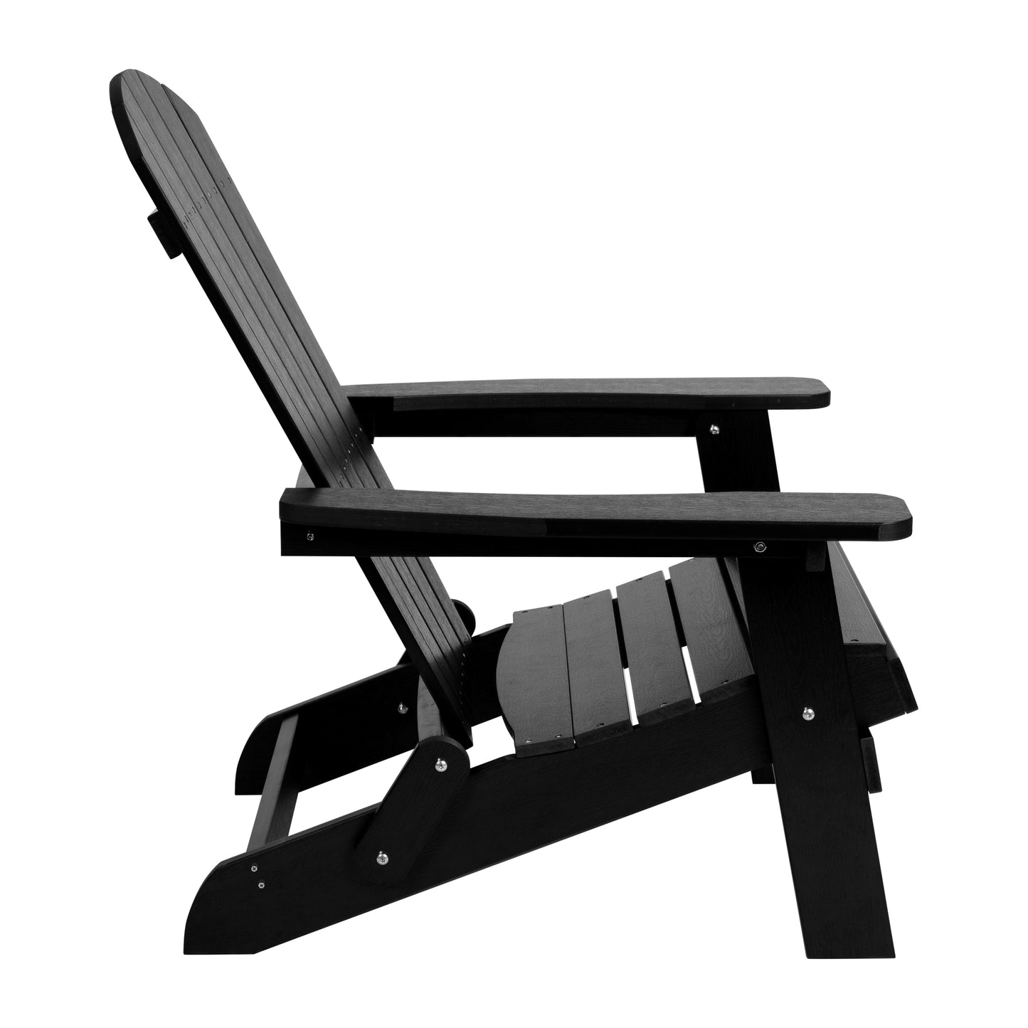 Charlestown Commercial All-Weather Poly Resin Indoor/Outdoor Folding Adirondack Chair in Black Black JJ-C14505-BLK-GG