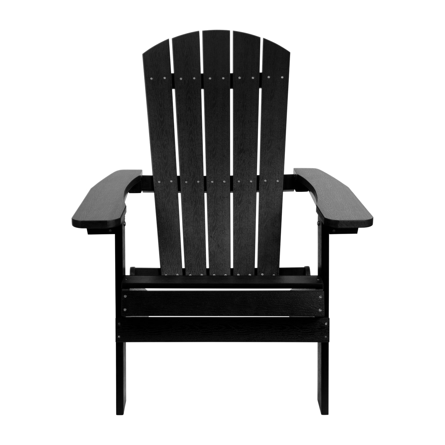 Charlestown Commercial All-Weather Poly Resin Indoor/Outdoor Folding Adirondack Chair in Black Black JJ-C14505-BLK-GG