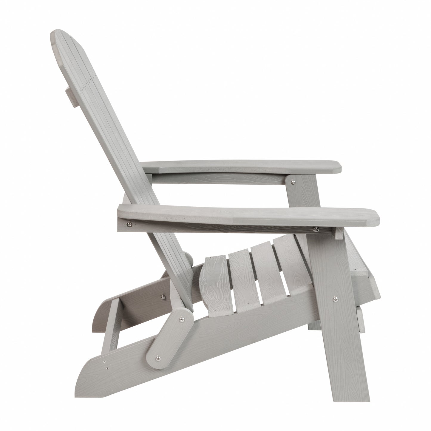 Charlestown Commercial All-Weather Poly Resin Indoor/Outdoor Folding Adirondack Chair in Gray Gray