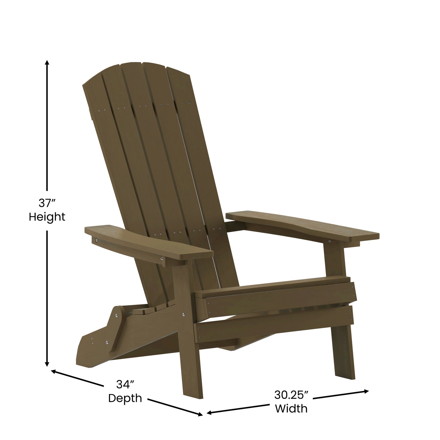 Charlestown Commercial Folding Adirondack Chair - Mahogany - Poly Resin - Indoor/Outdoor - Weather Resistant Mahogany