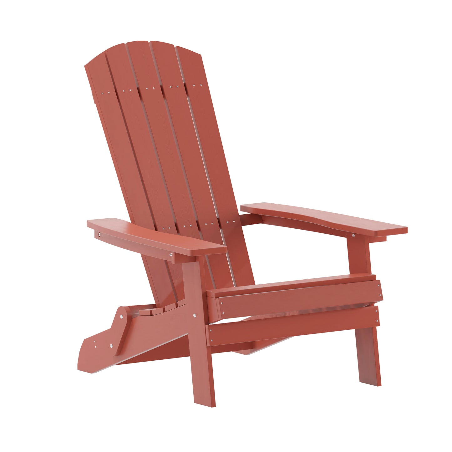 Charlestown Commercial Folding Adirondack Chair - Red - Poly Resin - Indoor/Outdoor - Weather Resistant Red JJ-C14505-RED-GG