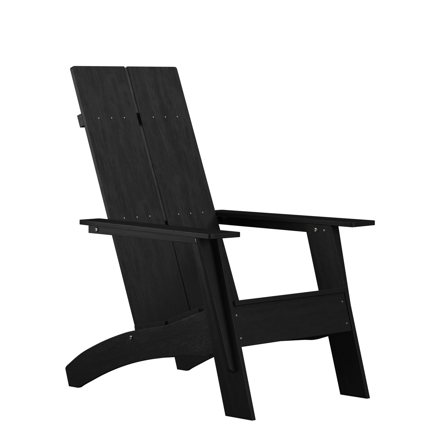 Sawyer Modern Commercial All-Weather Poly Resin Wood Adirondack Chair in Black Black