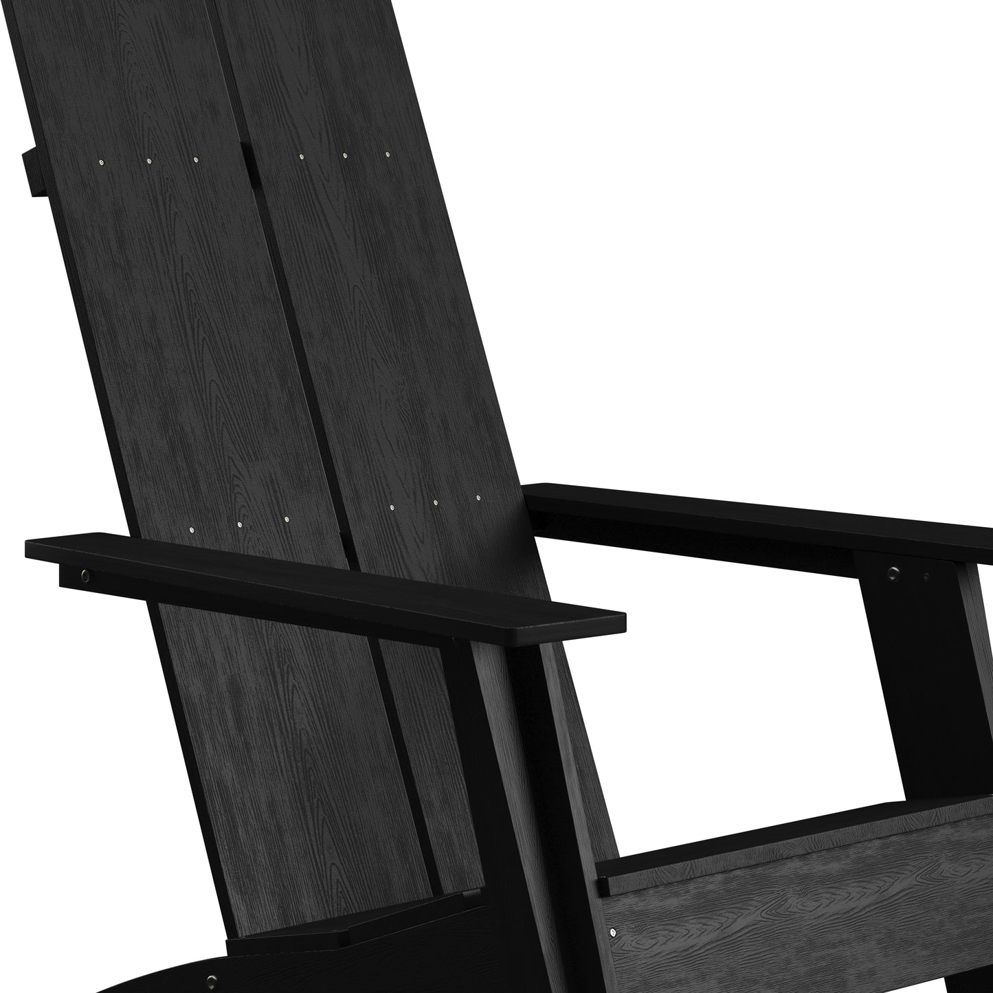 Sawyer Modern Commercial All-Weather Poly Resin Wood Adirondack Chair in Black Black