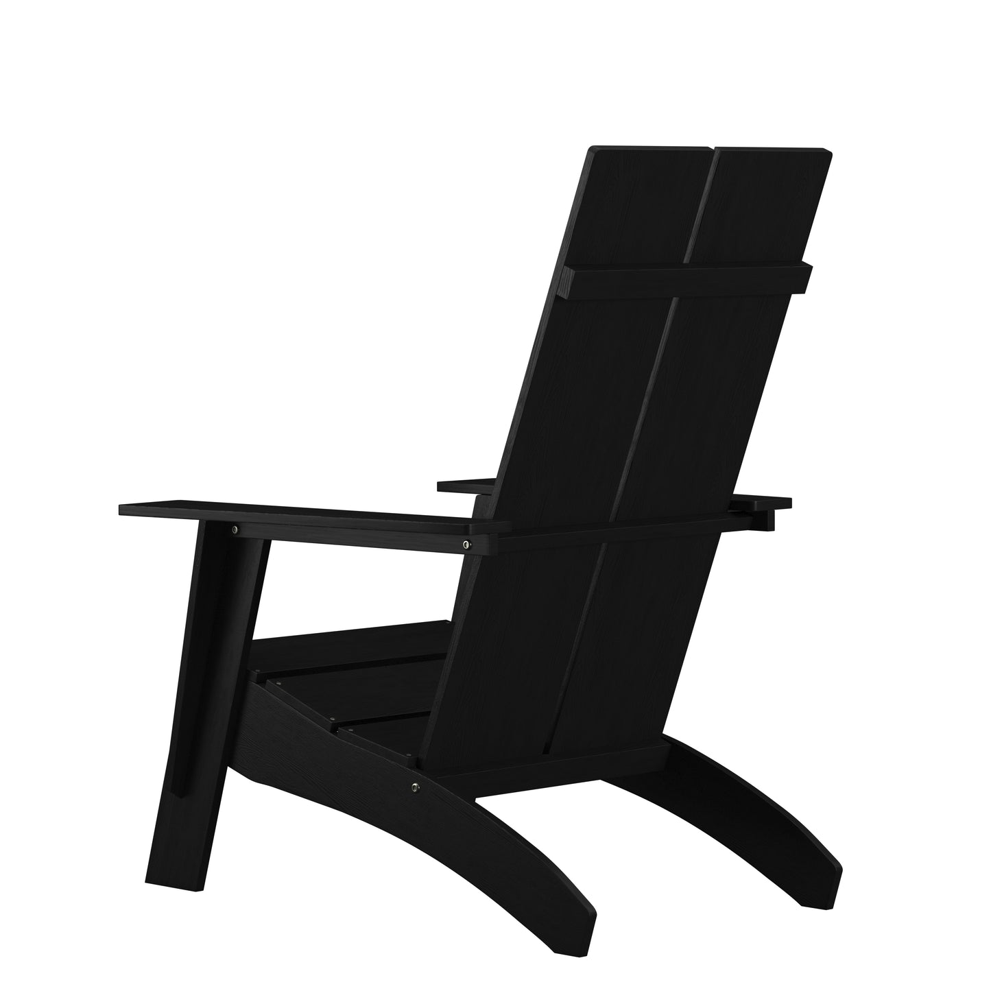 Sawyer Modern Commercial All-Weather Poly Resin Wood Adirondack Chair in Black Black