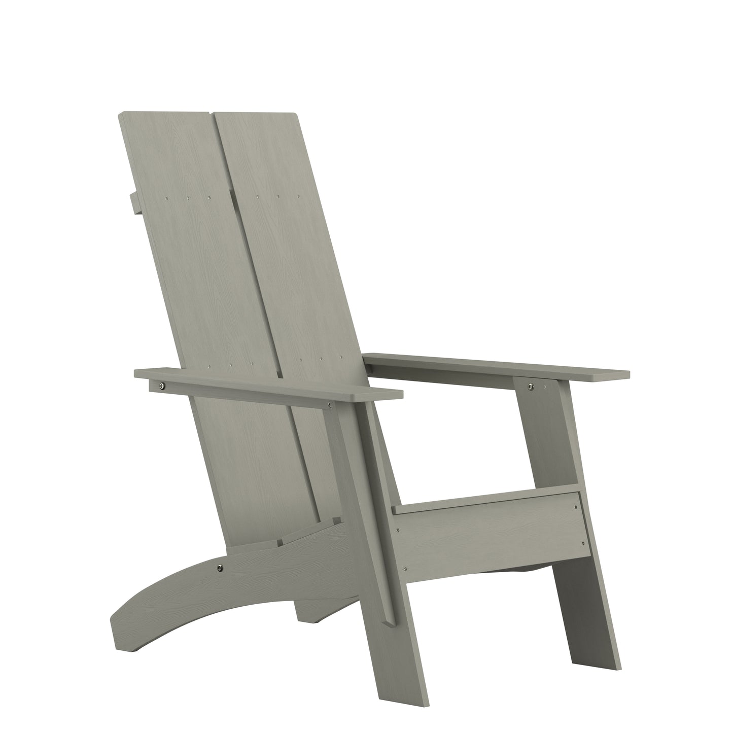 Sawyer Modern Commercial All-Weather Poly Resin Wood Adirondack Chair in Gray Gray