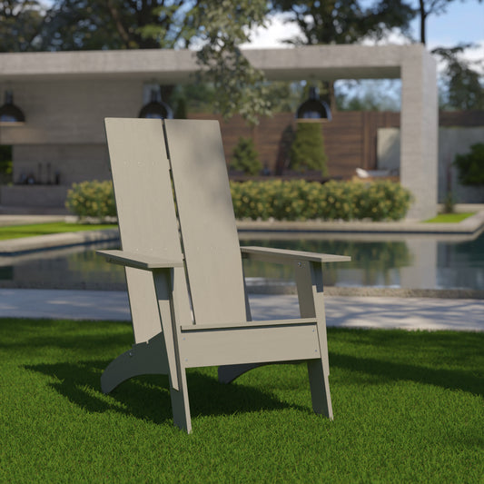 Sawyer Modern Commercial All-Weather Poly Resin Wood Adirondack Chair in Gray Gray