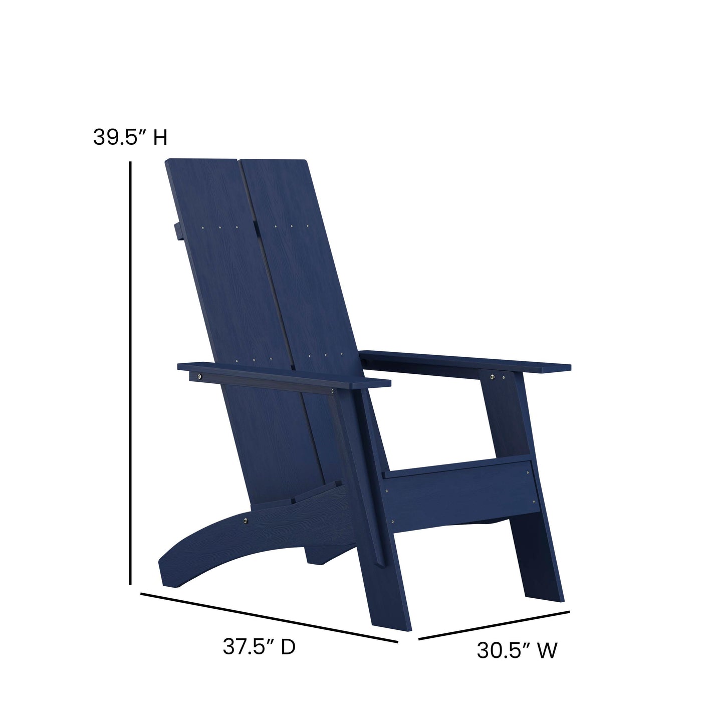 Sawyer Modern Commercial All-Weather Poly Resin Wood Adirondack Chair in Navy Navy