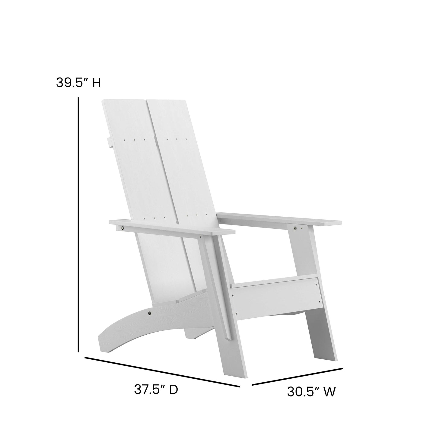 Sawyer Modern Commercial All-Weather Poly Resin Wood Adirondack Chair in White White