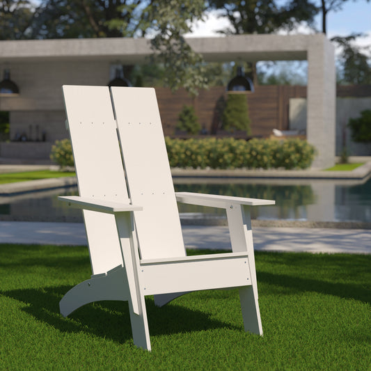 Sawyer Modern Commercial All-Weather Poly Resin Wood Adirondack Chair in White White