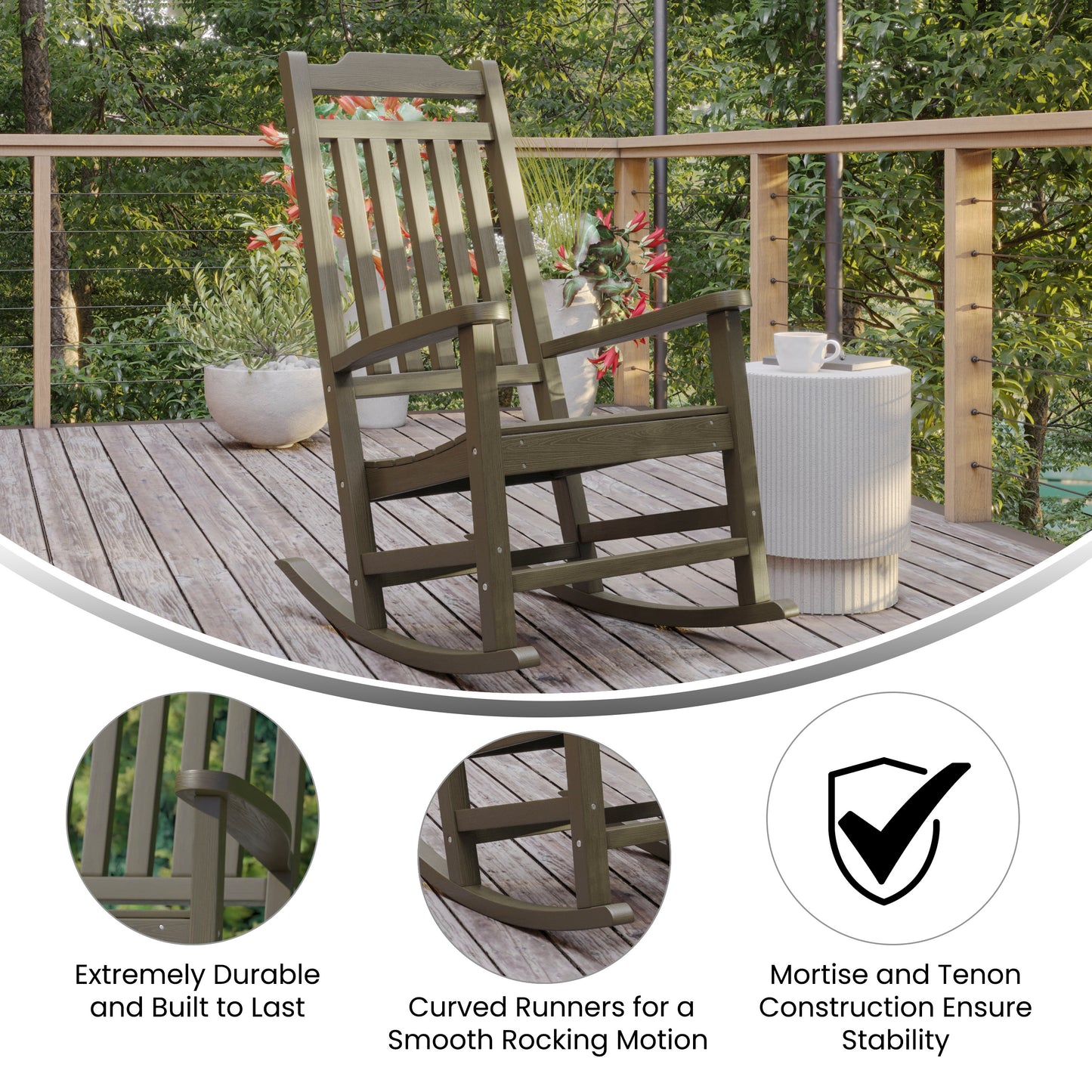 Winston All-Weather Poly Resin Rocking Chair in Mahogany Mahogany