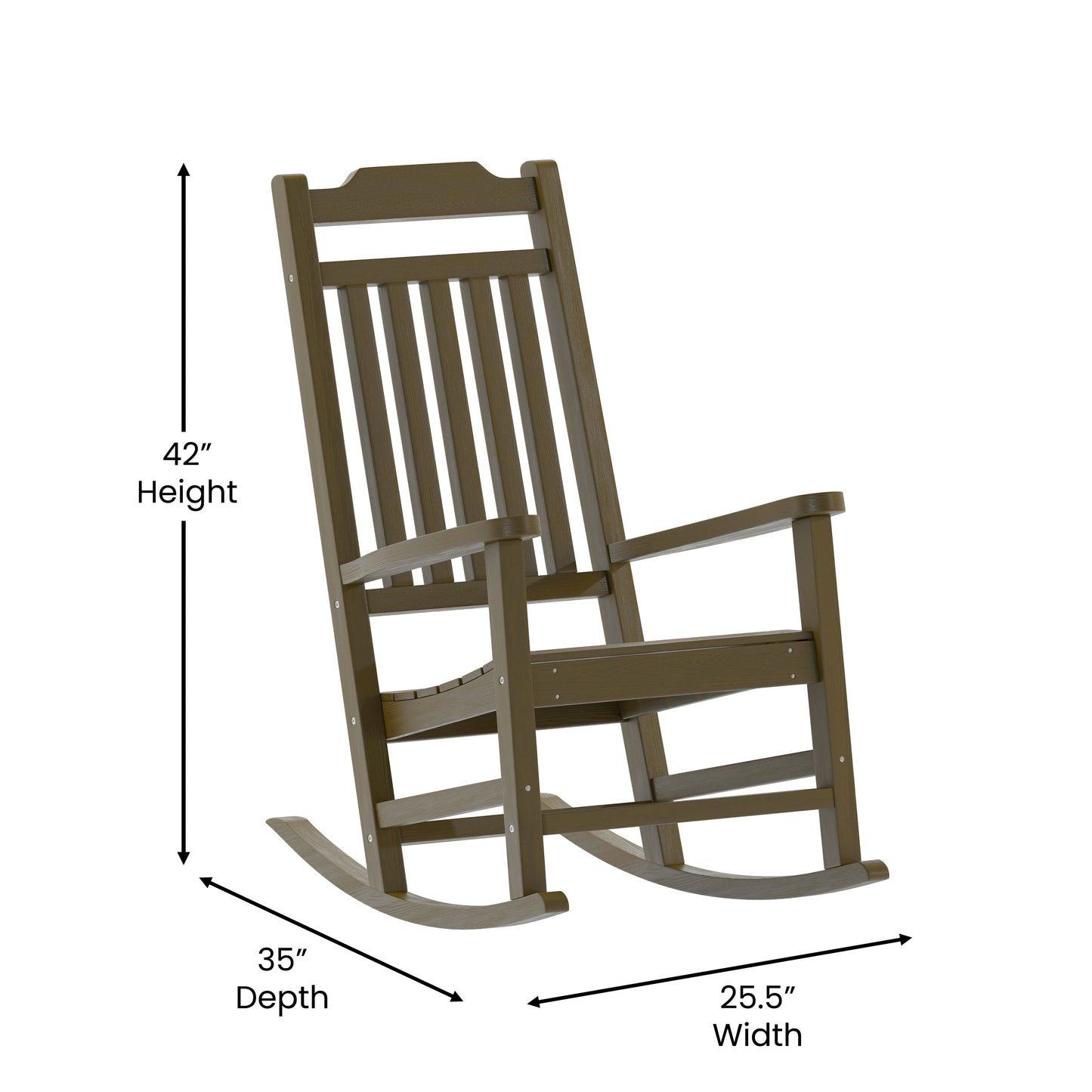 Winston All-Weather Poly Resin Rocking Chair in Mahogany Mahogany