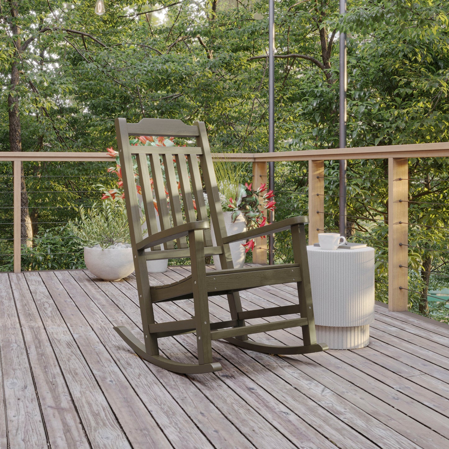 Winston All-Weather Poly Resin Rocking Chair in Mahogany Mahogany