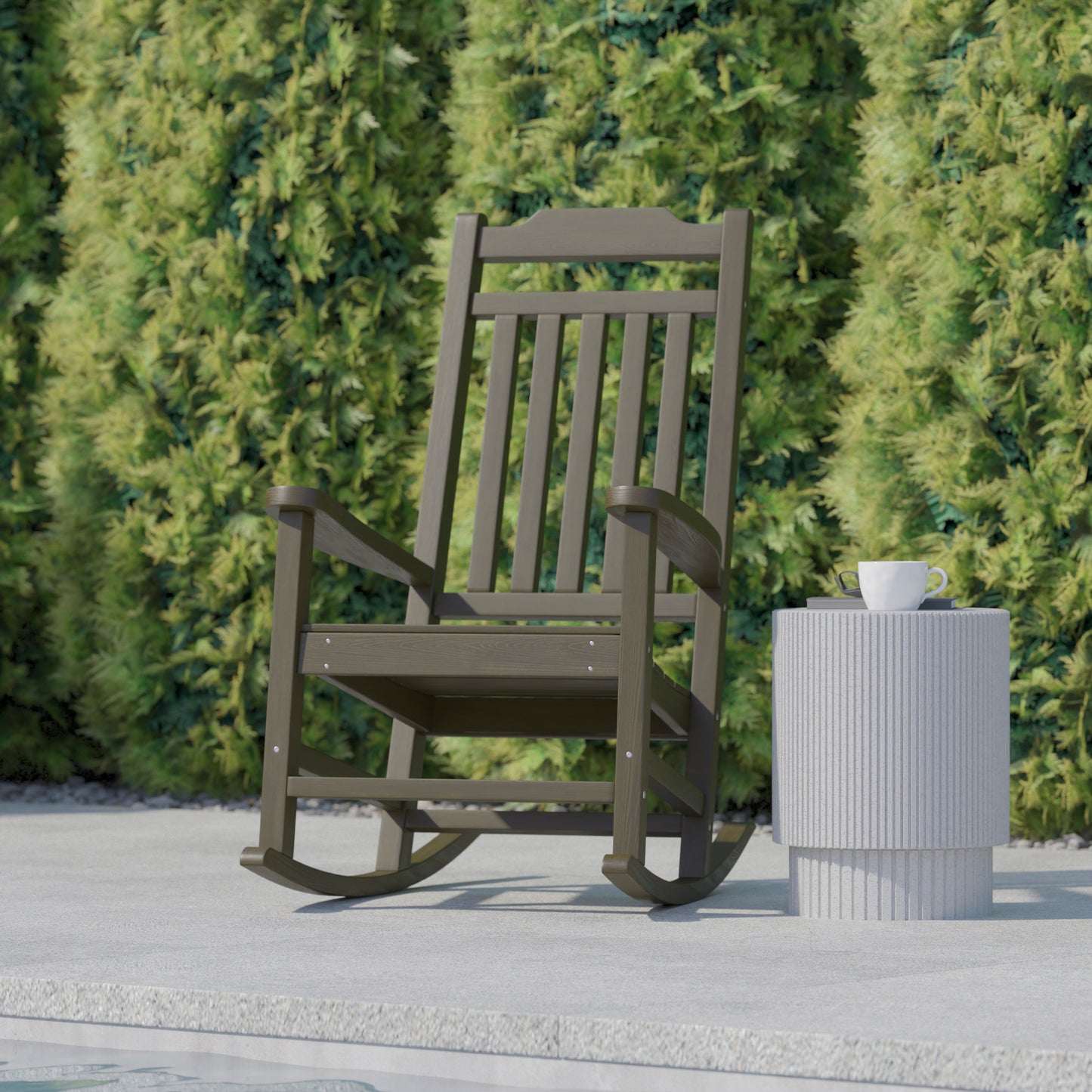 Winston All-Weather Poly Resin Rocking Chair in Mahogany Mahogany