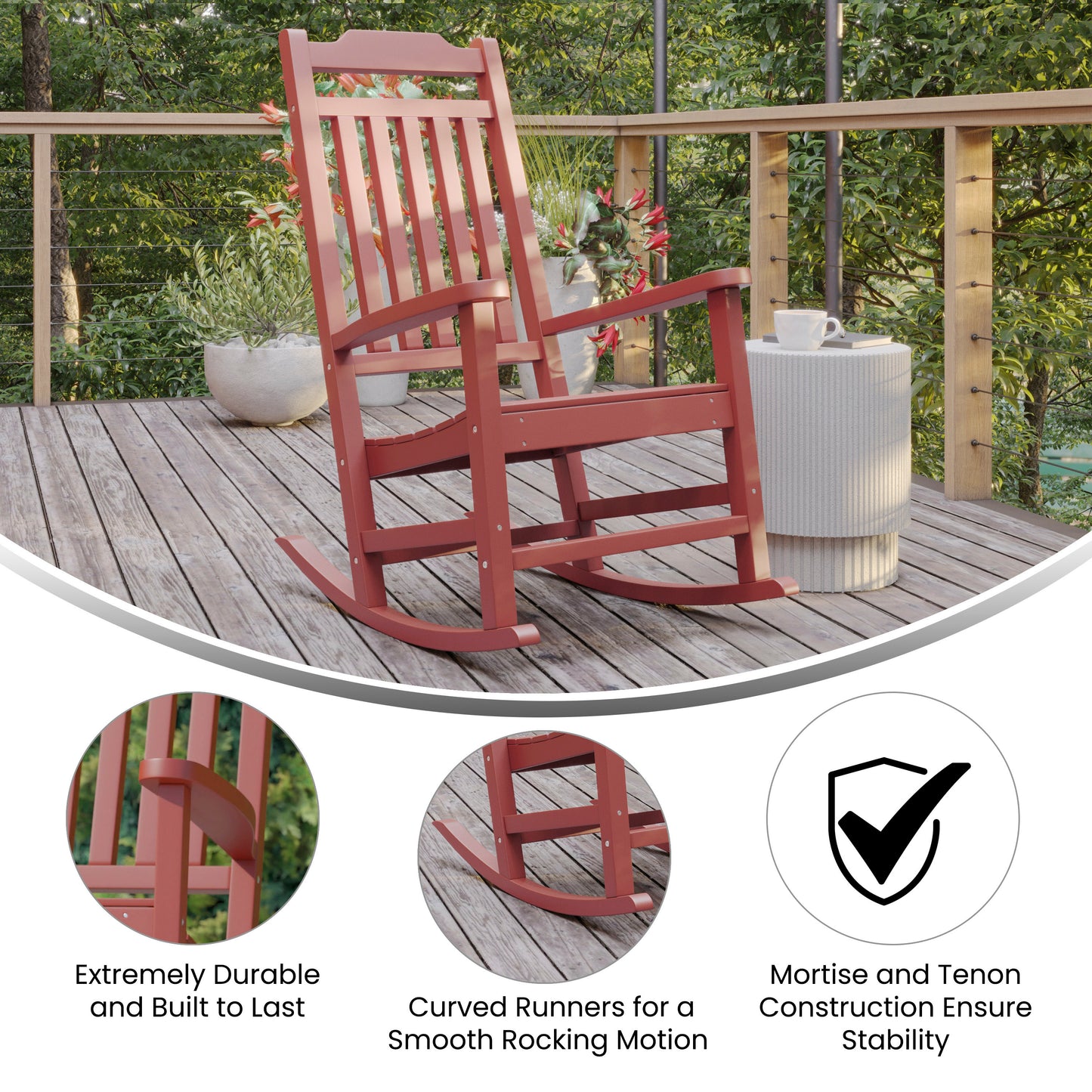 Winston All-Weather Poly Resin Rocking Chair in Red Red