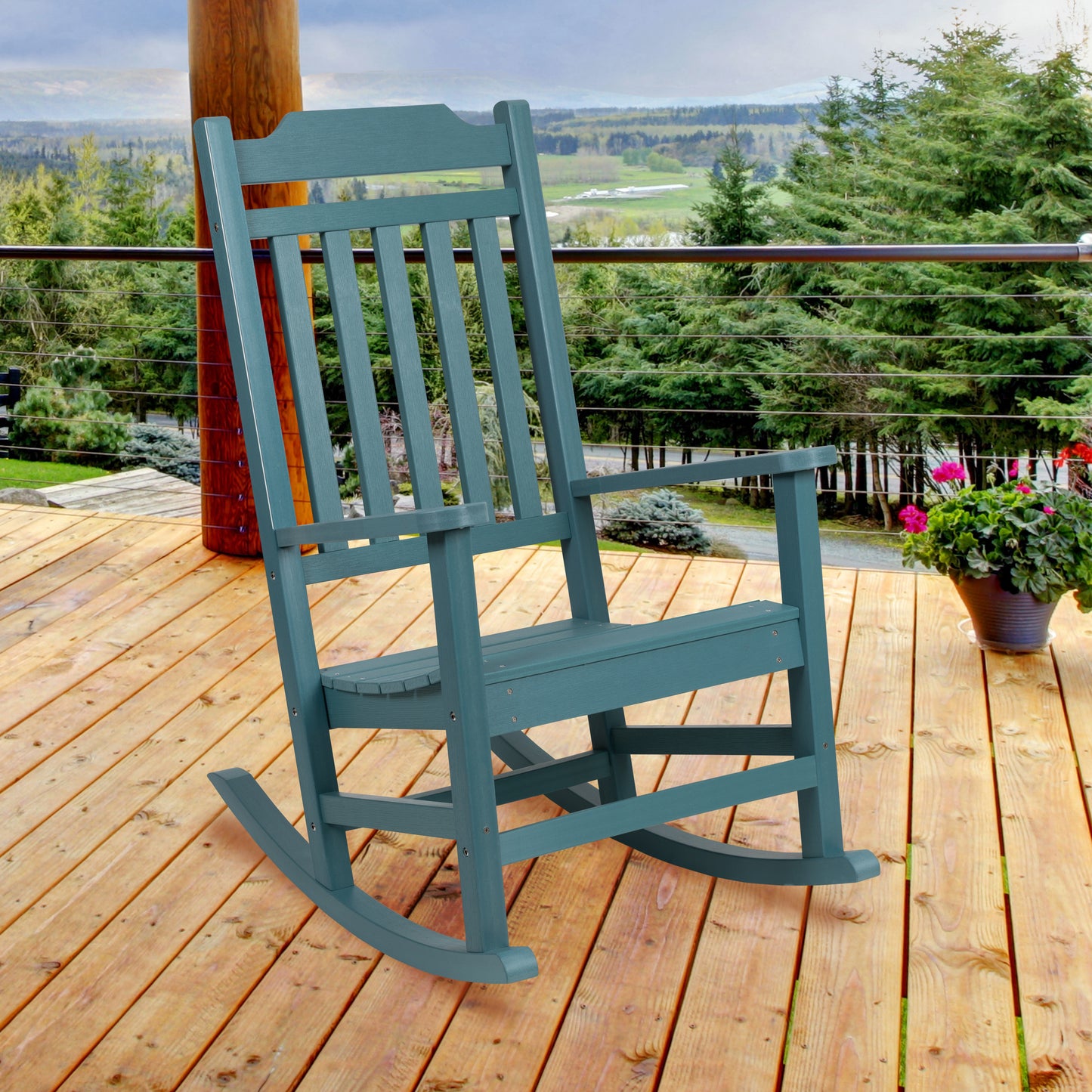 Winston All-Weather Poly Resin Rocking Chair in Teal Teal JJ-C14703-TL-GG