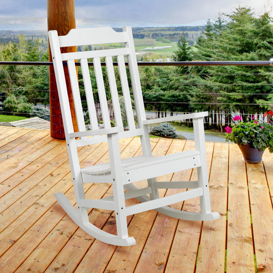 Winston All-Weather Poly Resin Rocking Chair in White White JJ-C14703-WH-GG