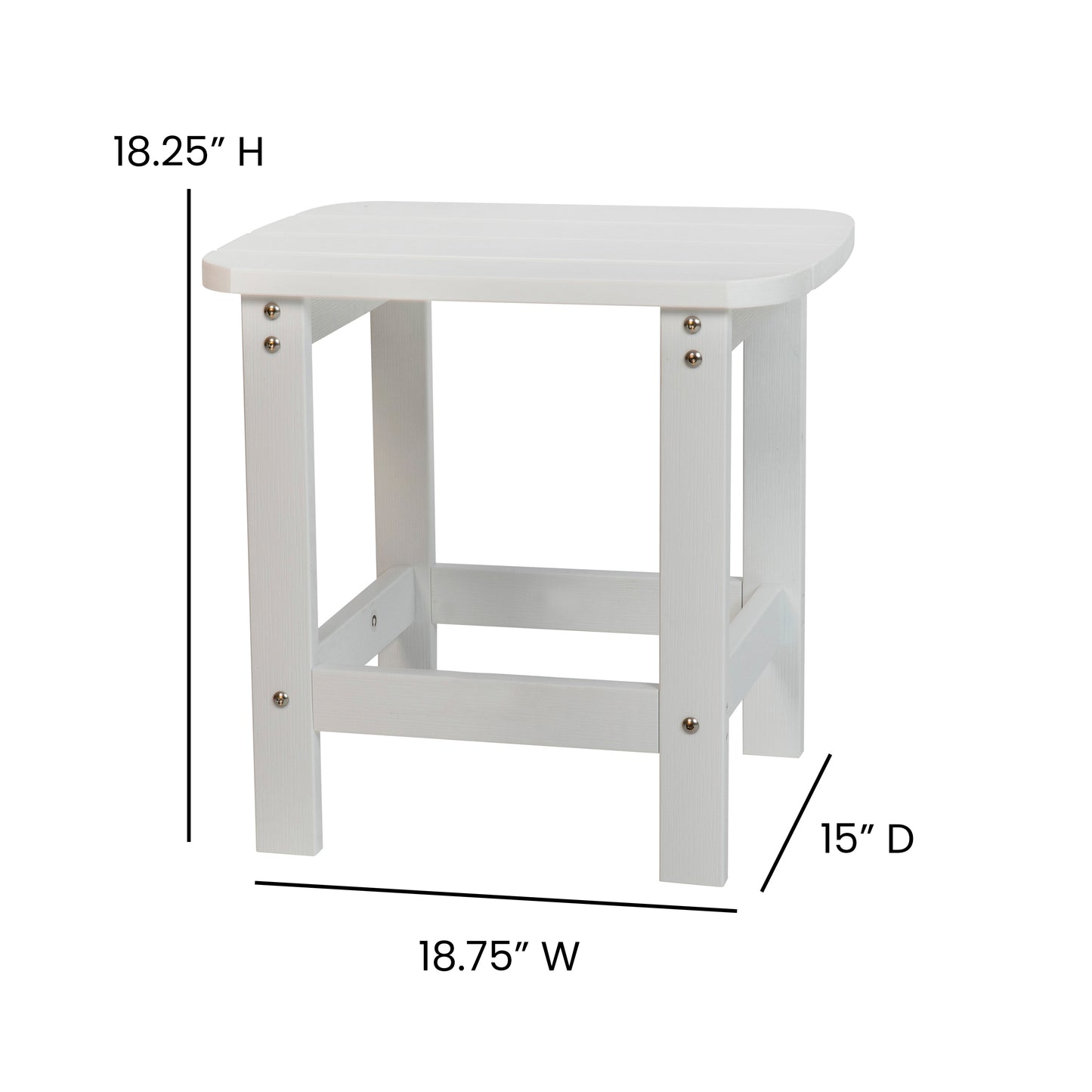 Set of 2 Savannah Commercial Grade All-Weather Poly Resin Wood Adirondack Rocking Chairs with Side Table in White White JJ-C14705-2-T14001-WH-GG