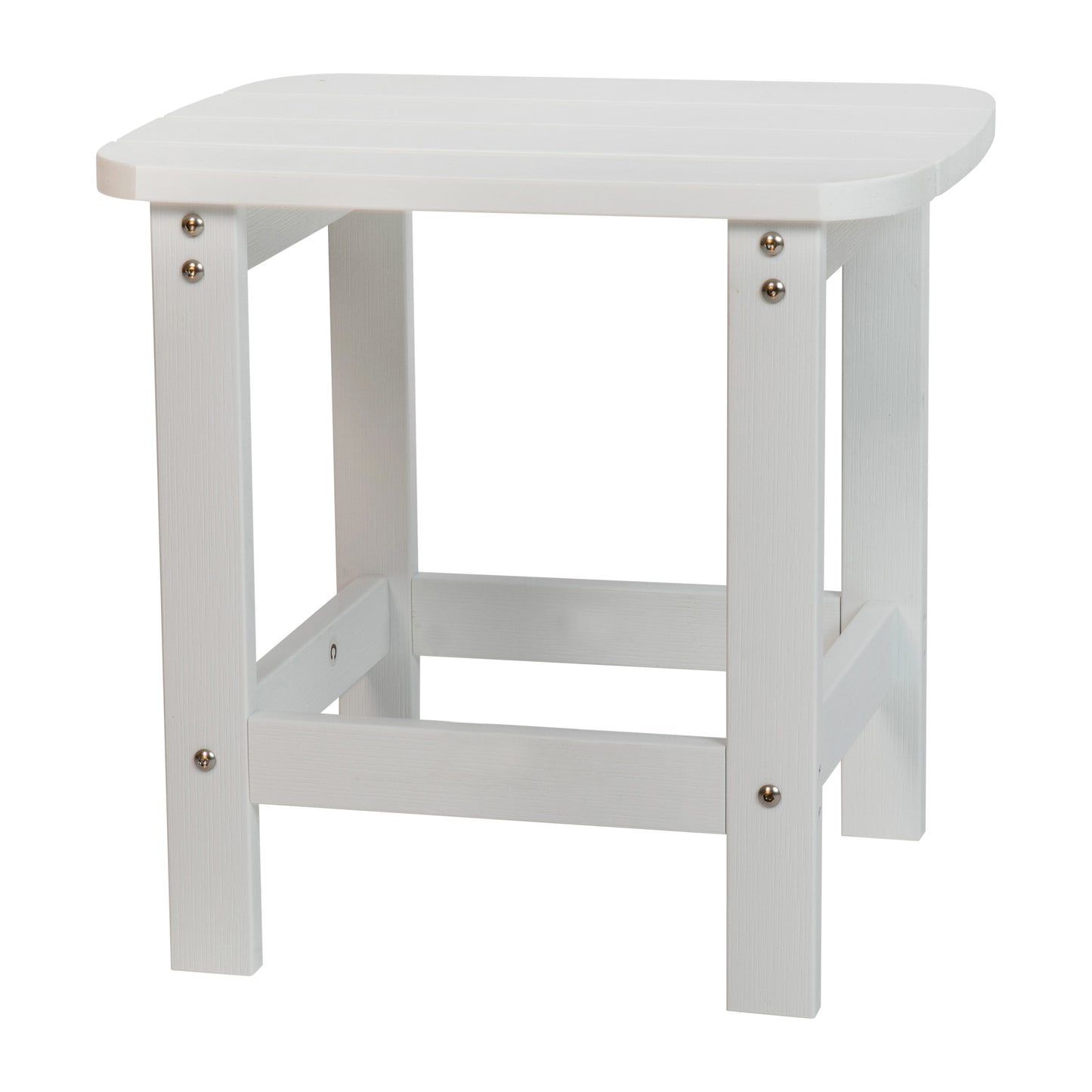 Set of 2 Savannah Commercial Grade All-Weather Poly Resin Wood Adirondack Rocking Chairs with Side Table in White White JJ-C14705-2-T14001-WH-GG