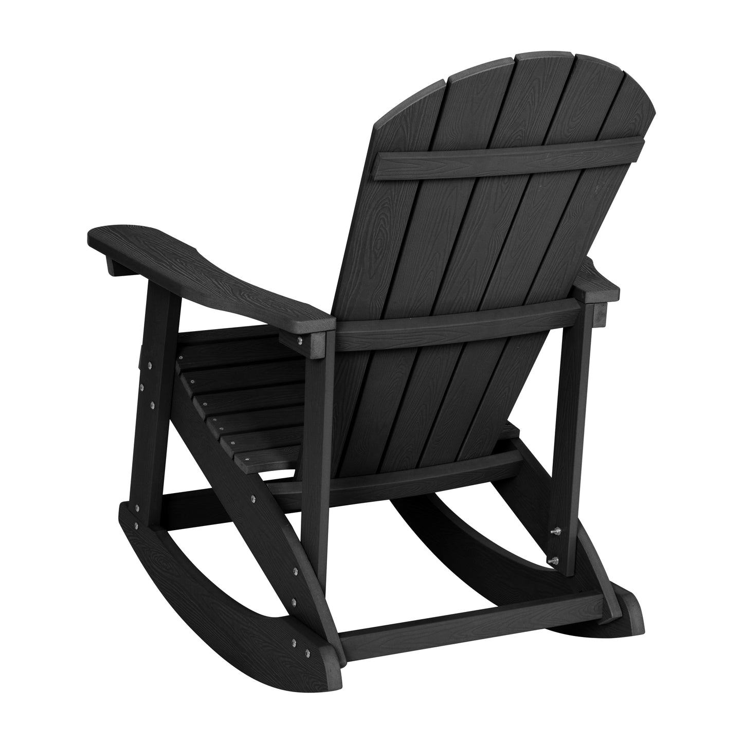 Savannah Commercial Grade All-Weather Poly Resin Wood Adirondack Rocking Chair with Rust Resistant Stainless Steel Hardware in Black - Set of 2 Black