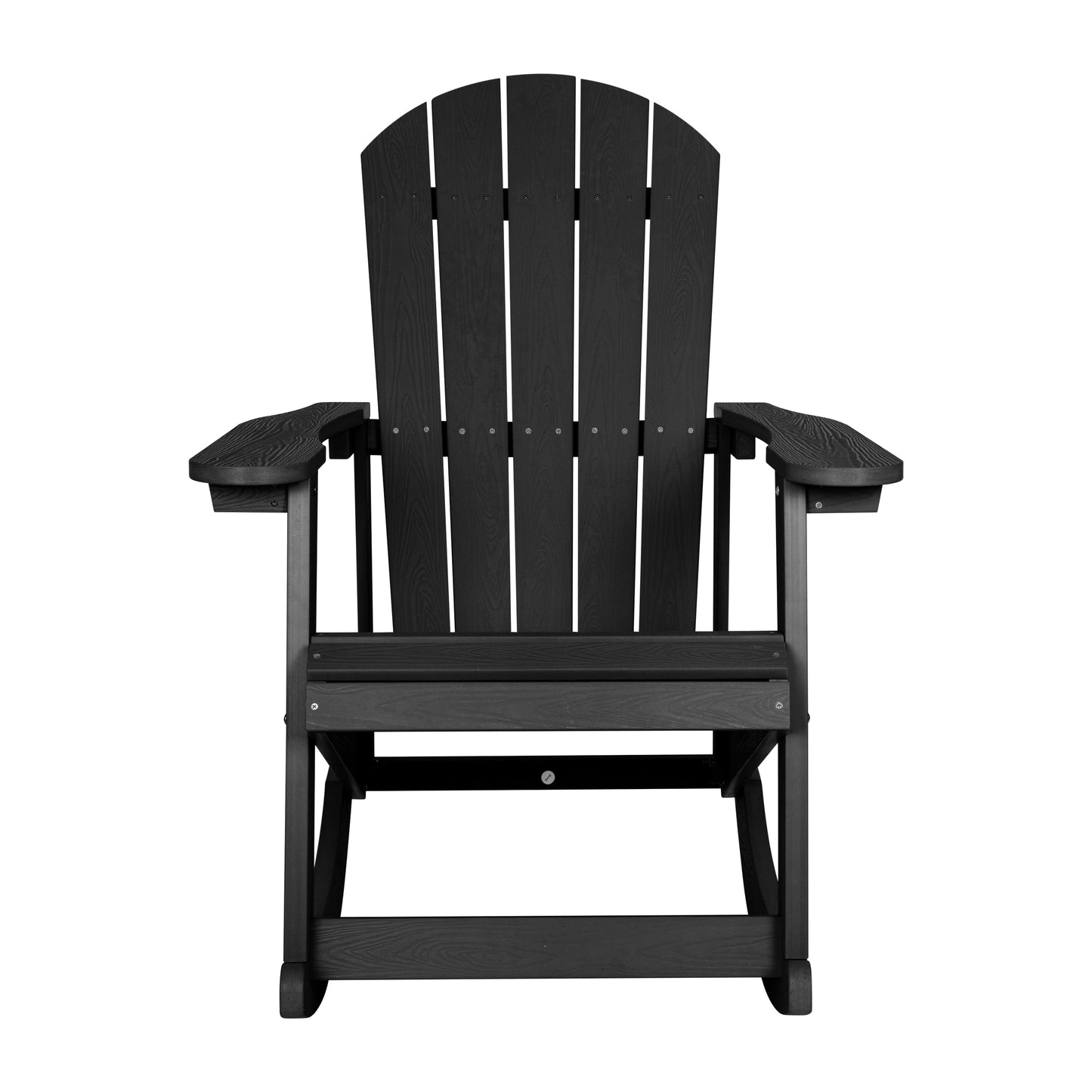 Savannah Commercial Grade All-Weather Poly Resin Wood Adirondack Rocking Chair with Rust Resistant Stainless Steel Hardware in Black - Set of 2 Black