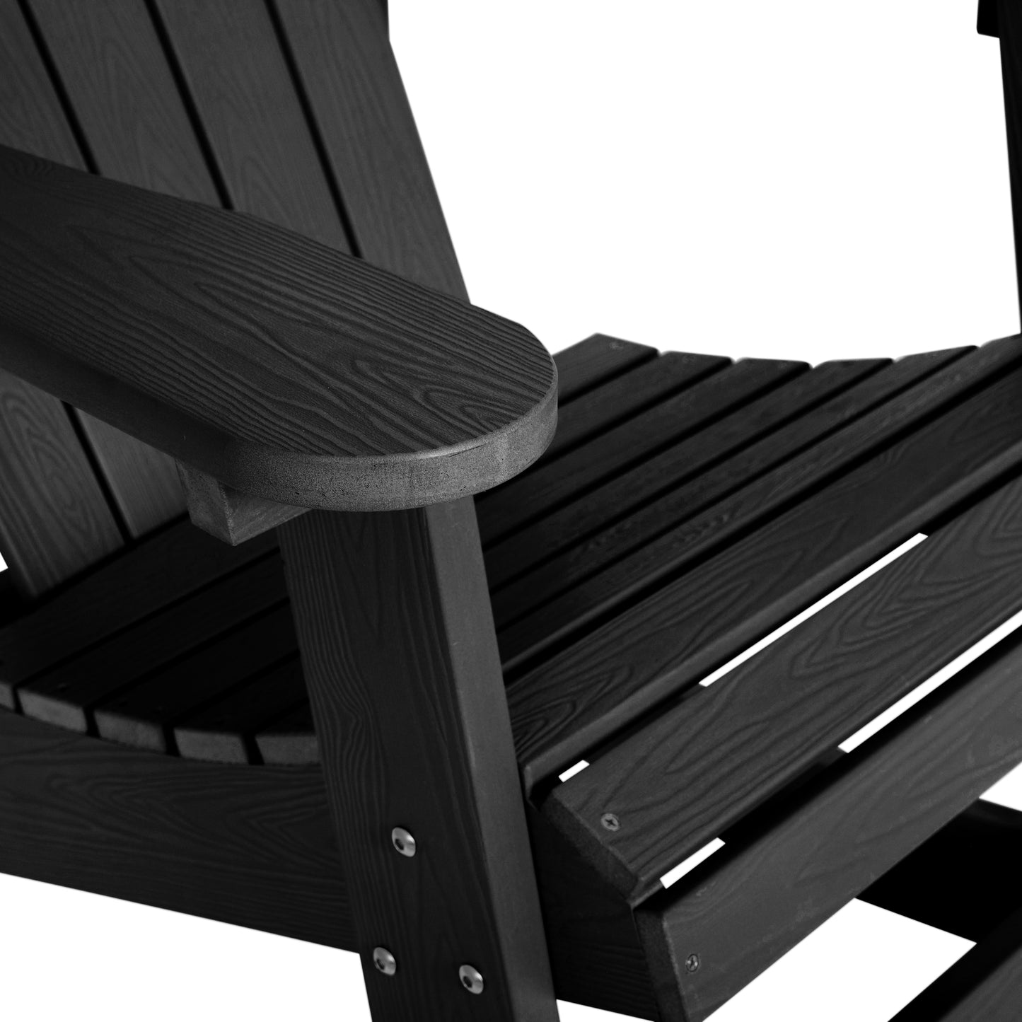 Savannah Commercial Grade All-Weather Poly Resin Wood Adirondack Rocking Chair with Rust Resistant Stainless Steel Hardware in Black Black