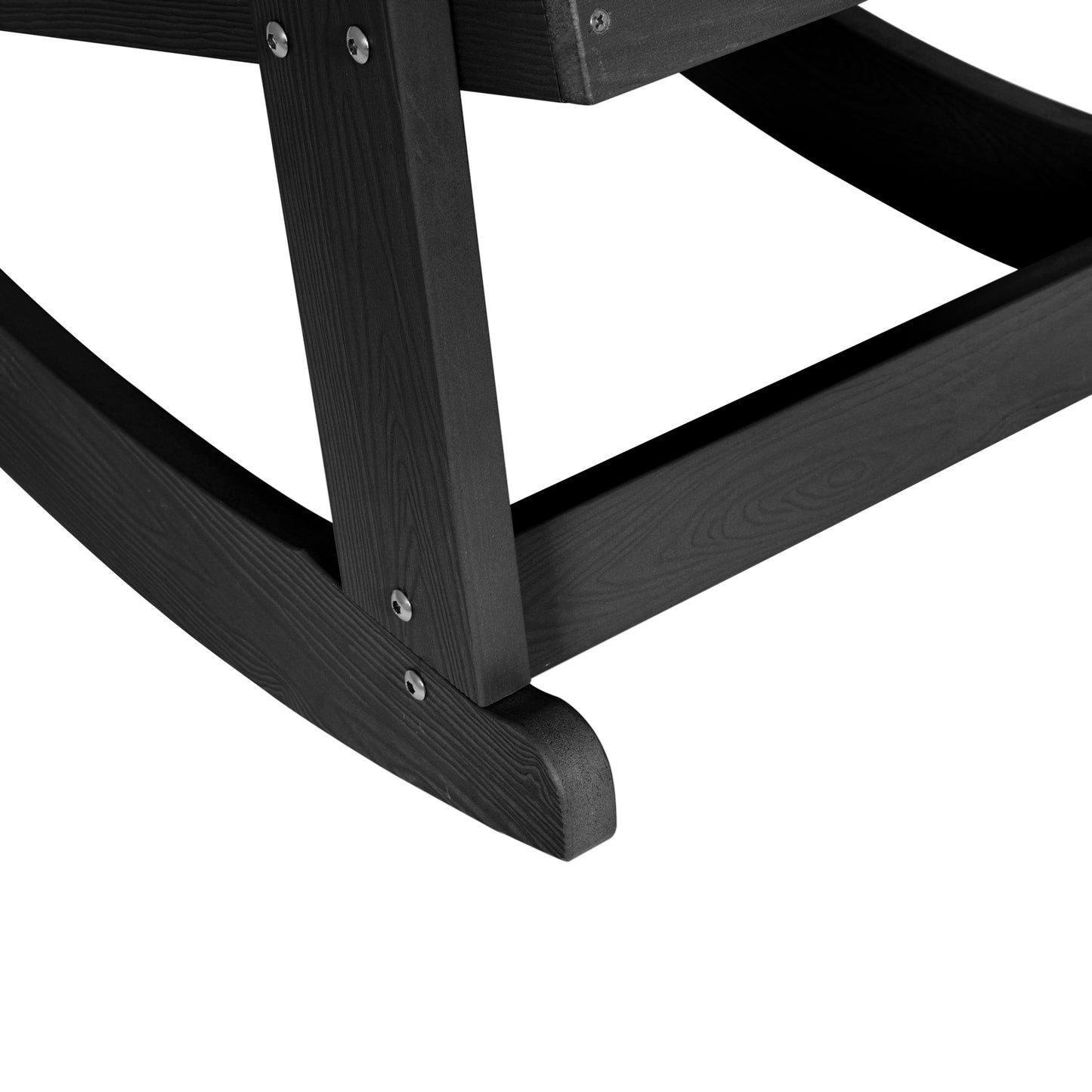 Savannah Commercial Grade All-Weather Poly Resin Wood Adirondack Rocking Chair with Rust Resistant Stainless Steel Hardware in Black Black