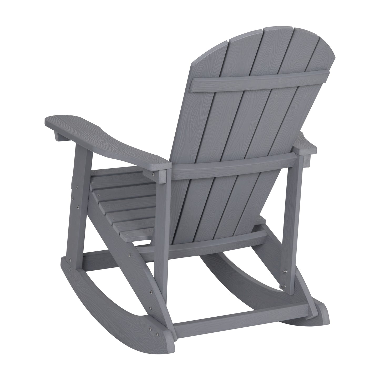 Savannah Commercial Grade All-Weather Poly Resin Wood Adirondack Rocking Chair with Rust Resistant Stainless Steel Hardware in Gray Light Gray