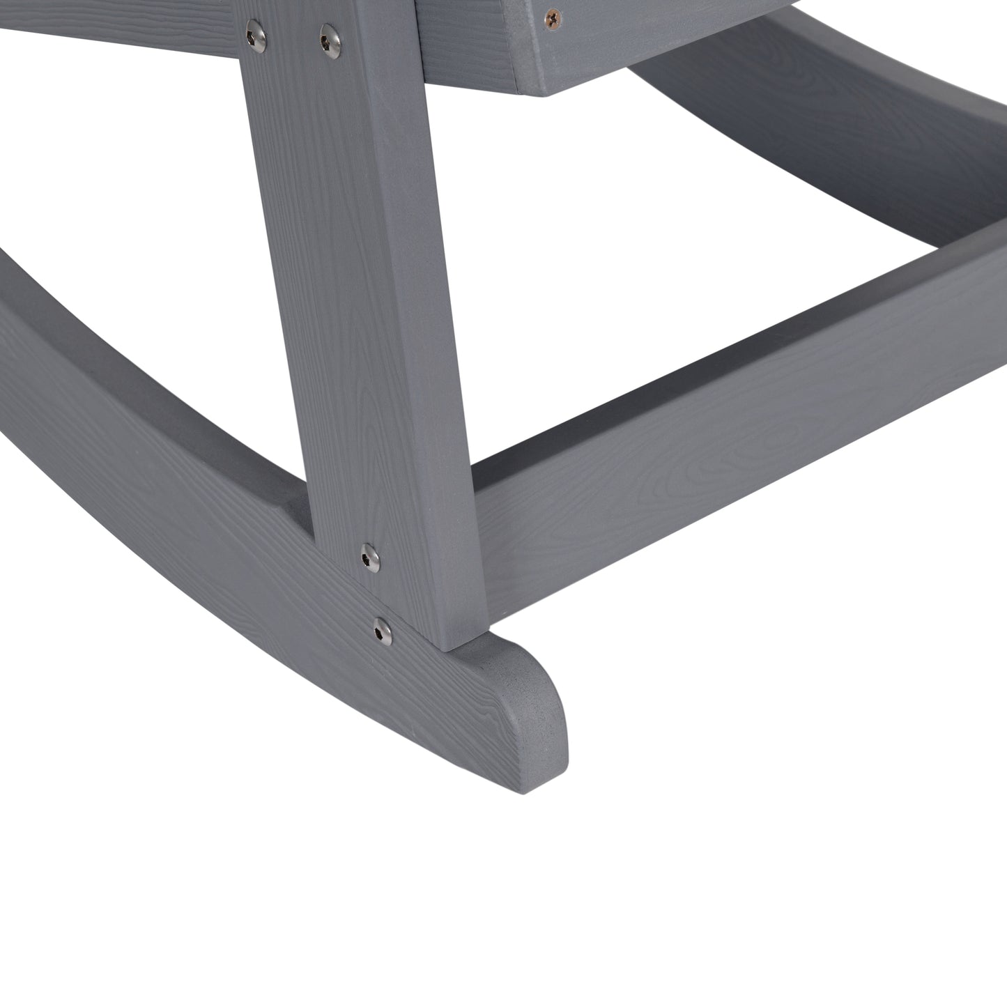Savannah Commercial Grade All-Weather Poly Resin Wood Adirondack Rocking Chair with Rust Resistant Stainless Steel Hardware in Gray Light Gray