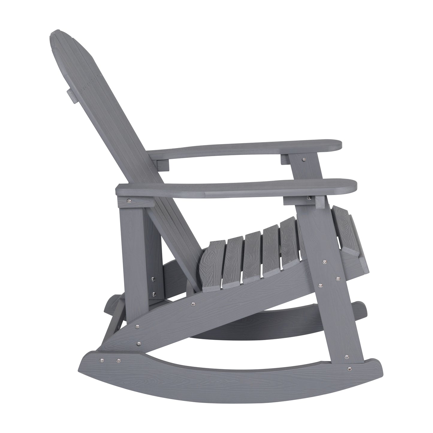 Savannah Commercial Grade All-Weather Poly Resin Wood Adirondack Rocking Chair with Rust Resistant Stainless Steel Hardware in Gray - Set of 2 Light Gray