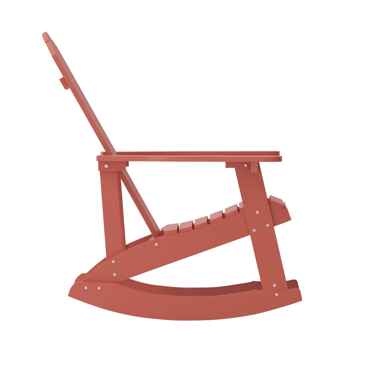 Savannah Poly Resin Wood Adirondack Rocking Chair - All Weather Red Polystyrene - Stainless Steel Hardware - Set of 2 Red JJ-C14705-RED-2-GG