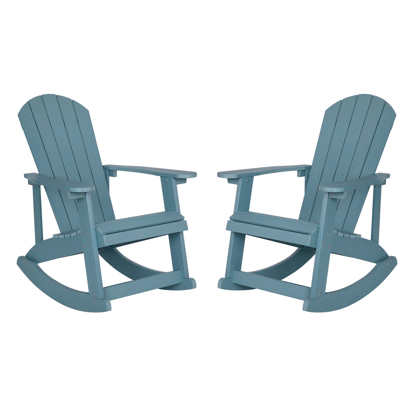 Savannah Commercial Grade All-Weather Poly Resin Wood Adirondack Rocking Chair with Rust Resistant Stainless Steel Hardware in Sea Foam - Set of 2 Sea Foam