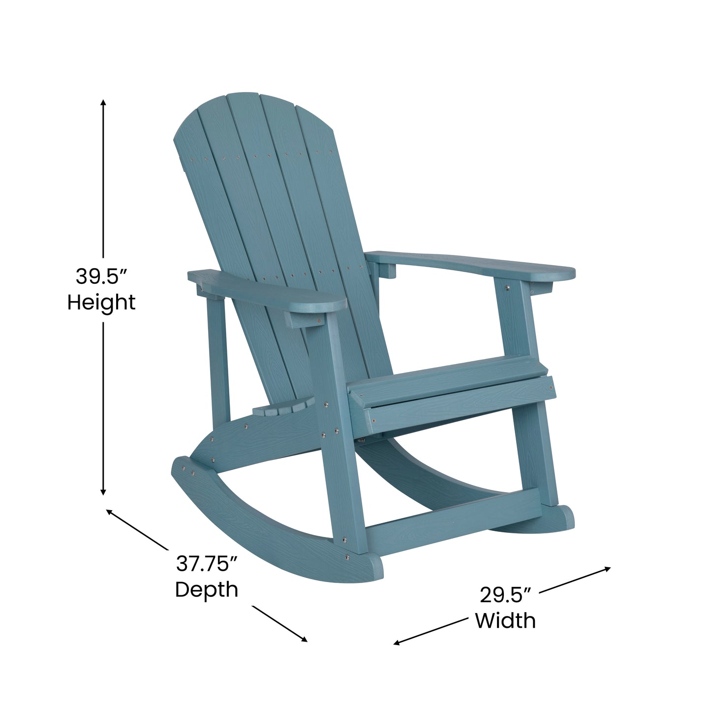 Savannah Commercial Grade All-Weather Poly Resin Wood Adirondack Rocking Chair with Rust Resistant Stainless Steel Hardware in Sea Foam - Set of 2 Sea Foam