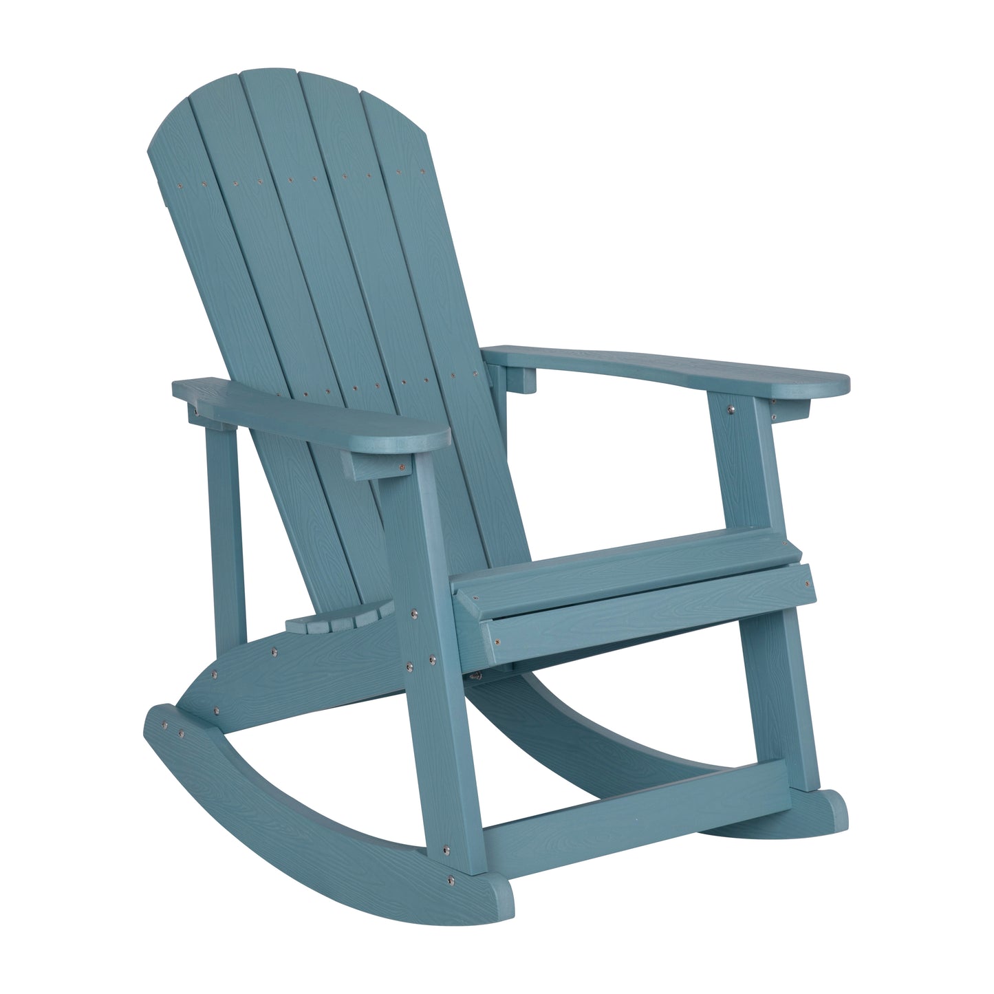 Savannah Commercial Grade All-Weather Poly Resin Wood Adirondack Rocking Chair with Rust Resistant Stainless Steel Hardware in Sea Foam Sea Foam