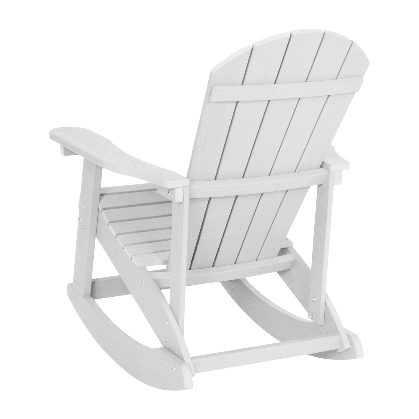 Savannah Commercial Grade All-Weather Poly Resin Wood Adirondack Rocking Chair with Rust Resistant Stainless Steel Hardware in White - Set of 2 White