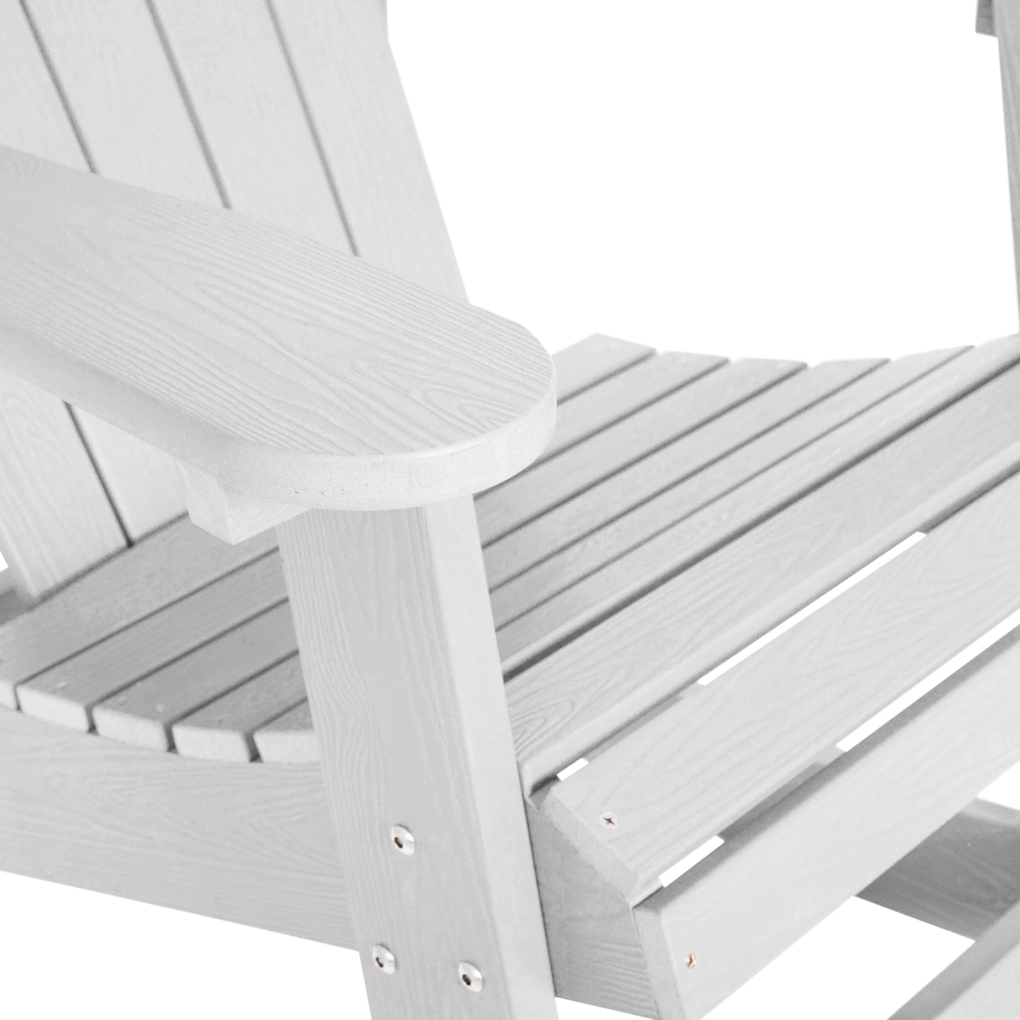 Savannah Commercial Grade All-Weather Poly Resin Wood Adirondack Rocking Chair with Rust Resistant Stainless Steel Hardware in White White