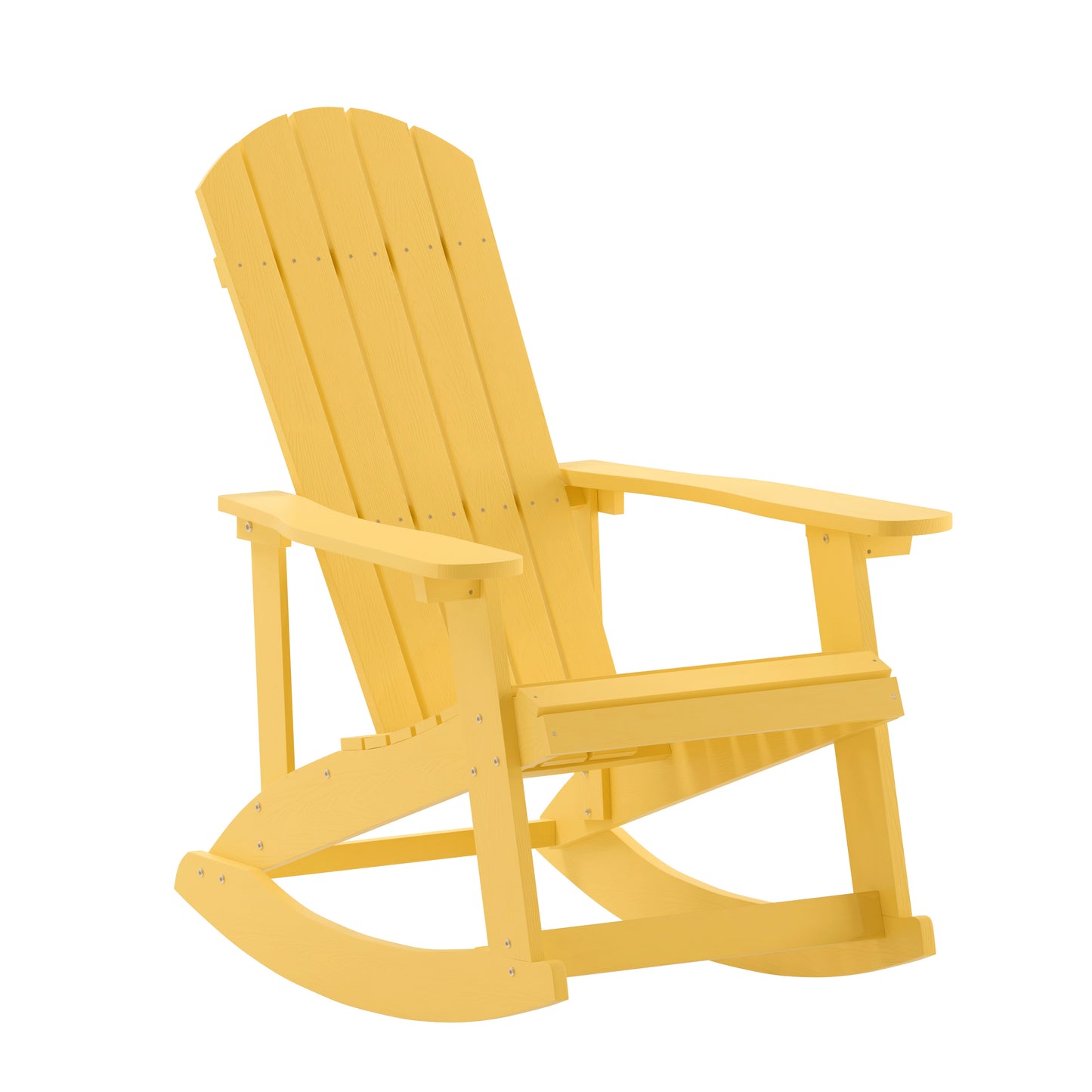 Savannah Poly Resin Wood Adirondack Rocking Chair - All Weather Yellow Polystyrene - Stainless Steel Hardware Yellow