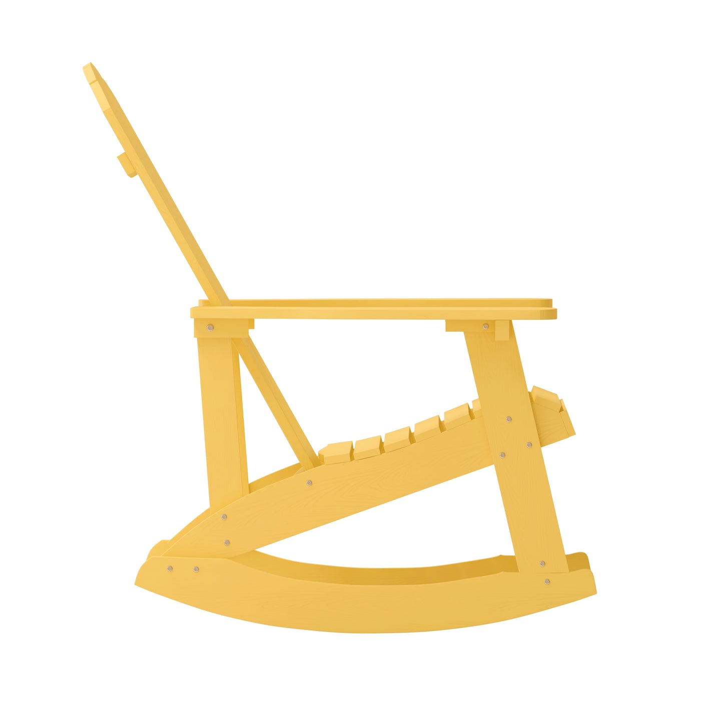 Savannah Poly Resin Wood Adirondack Rocking Chair - All Weather Yellow Polystyrene - Stainless Steel Hardware Yellow