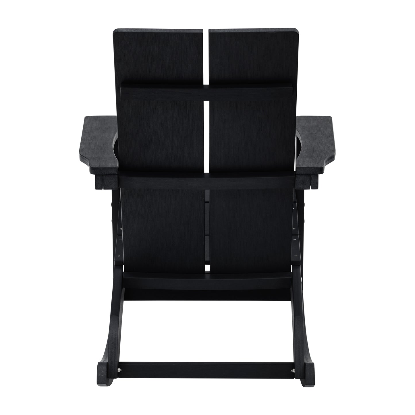 Finn Modern Commercial Grade All-Weather 2-Slat Poly Resin Rocking Adirondack Chair with Rust Resistant Stainless Steel Hardware in Black - Set of2 Black JJ-C14709-BK-2-GG
