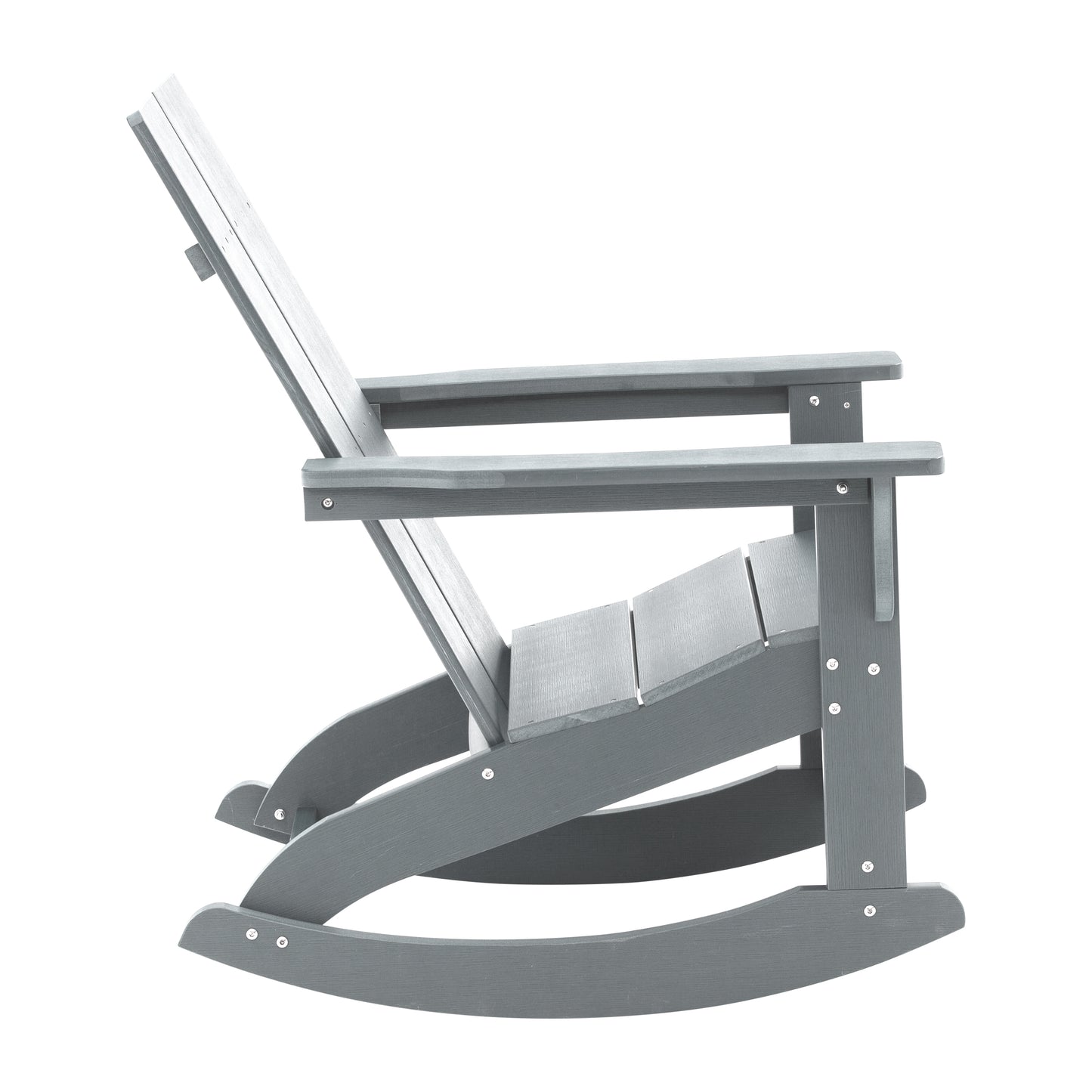 Finn Modern Commercial Grade All-Weather 2-Slat Poly Resin Rocking Adirondack Chair with Rust Resistant Stainless Steel Hardware in Gray - Set of2 Gray
