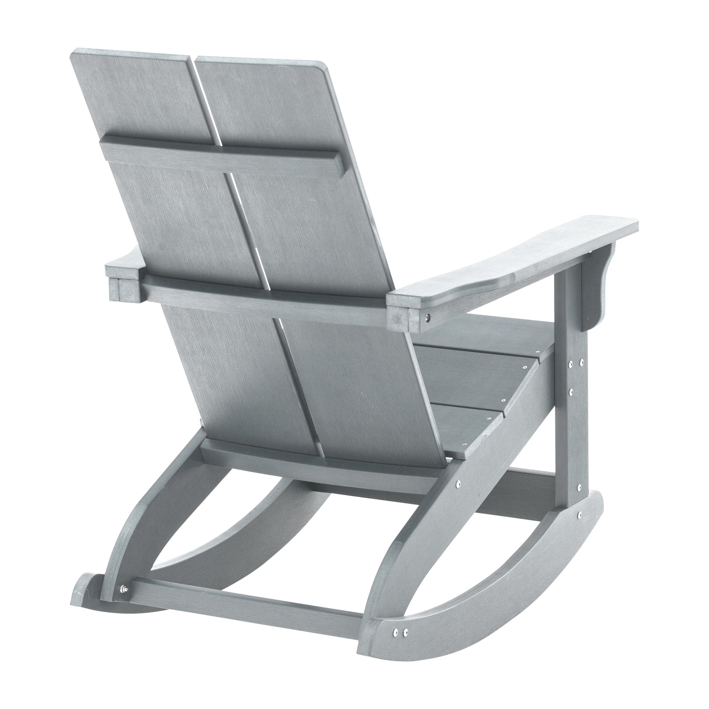 Finn Modern Commercial Grade All-Weather 2-Slat Poly Resin Rocking Adirondack Chair with Rust Resistant Stainless Steel Hardware in Gray - Set of2 Gray